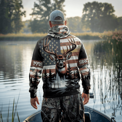 American Whitetail Patriot Personalized Zip Hoodie