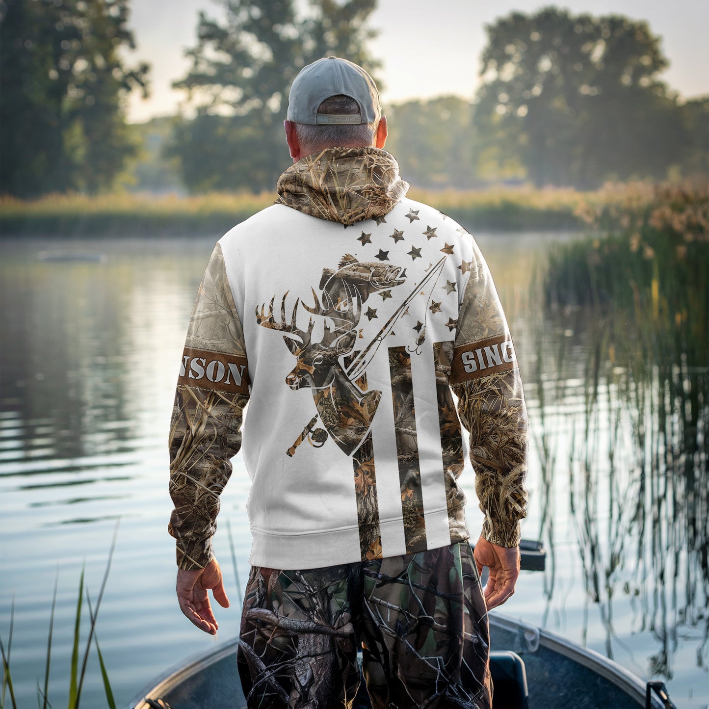 Deer & Bass Custom Camo Zip Hoodie – Built for the Outdoors