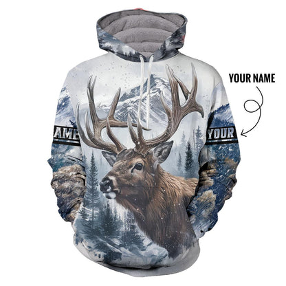 Winter Wilderness Deer Hunter Hoodie Personalized - The Deerly