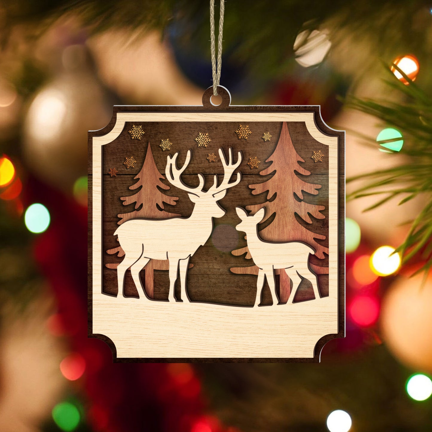 Winter Deer Hunting Scene Ornament - Gift for Hunters - The Deerly