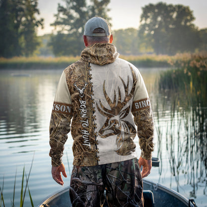 Personalized Deer Hunting Camo Hoodie - Born to Hunt