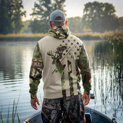 Personalized Camo Hunting Hoodie – Deer & Bass Edition