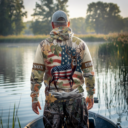 American Pride Buck Personalized Zip Hoodie