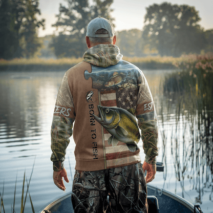 Walleye American Patriot Personalized Zip Hoodie