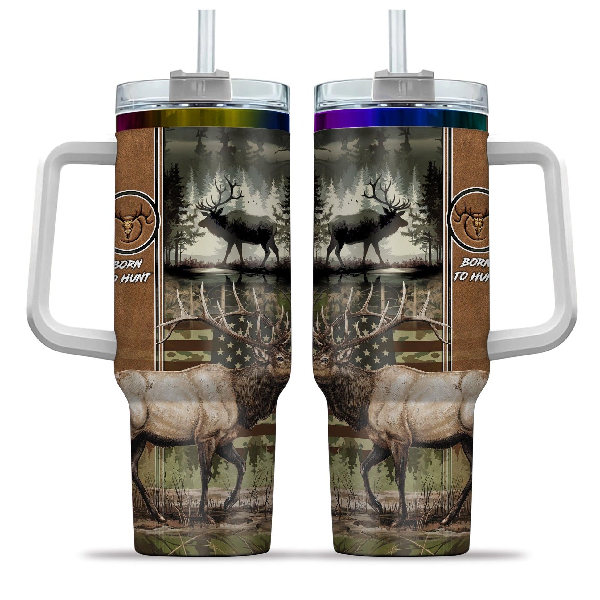 Elk Hunting American Camo 40oz Tumbler - The Deerly