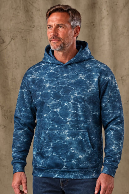 Performance Fishing Fleece-Lined Hoodie - River Salmon Depths - AUH02