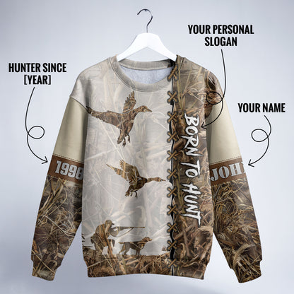 Duck Hunting Camo Sweater - Personalized Born to Hunt