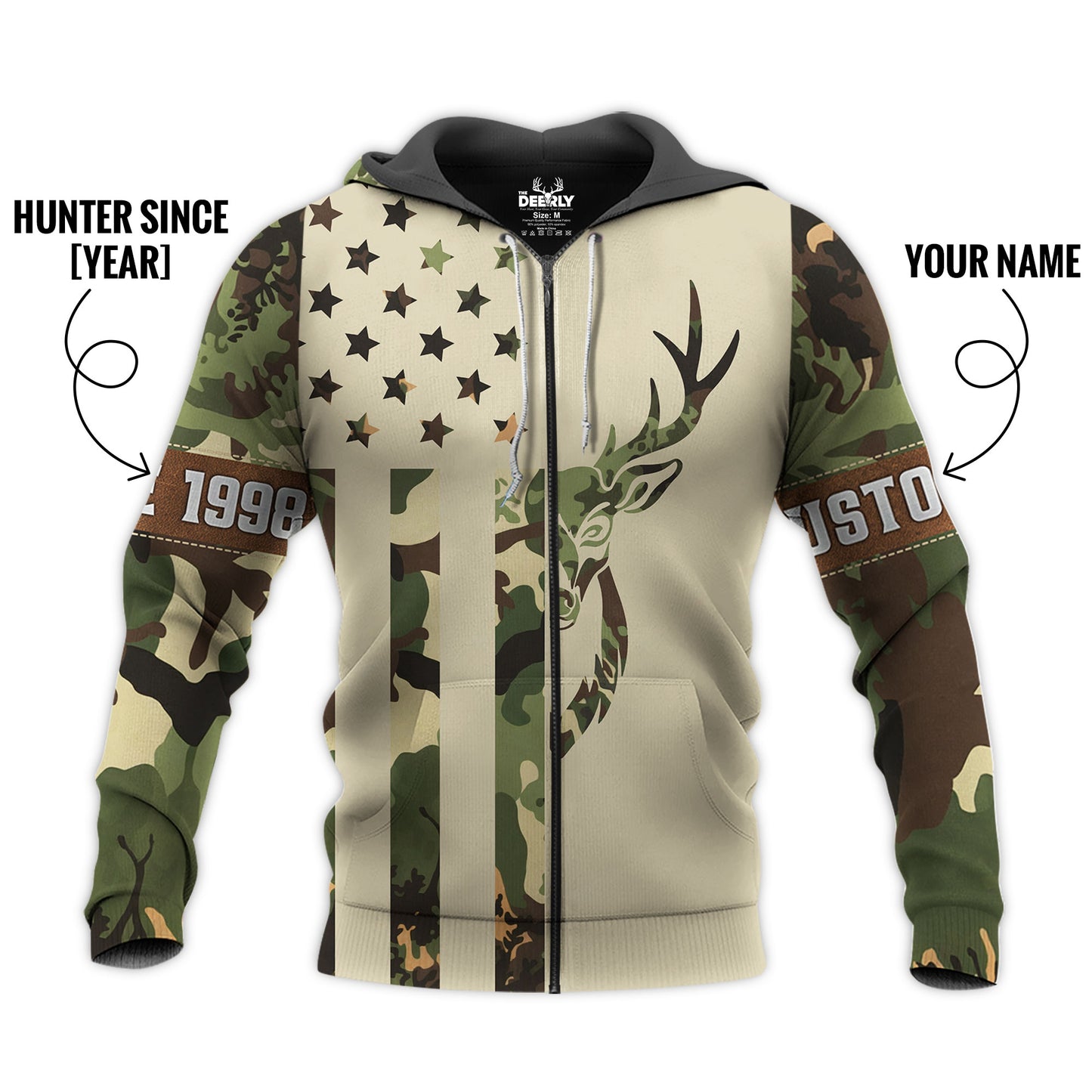 Personalized Camo Deer Hunting Zip Hoodie – Built for the Wild