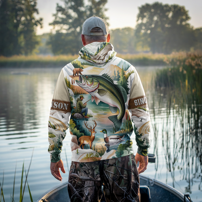 Mountain Lake Bass & Wildlife Personalized Zip Hoodie