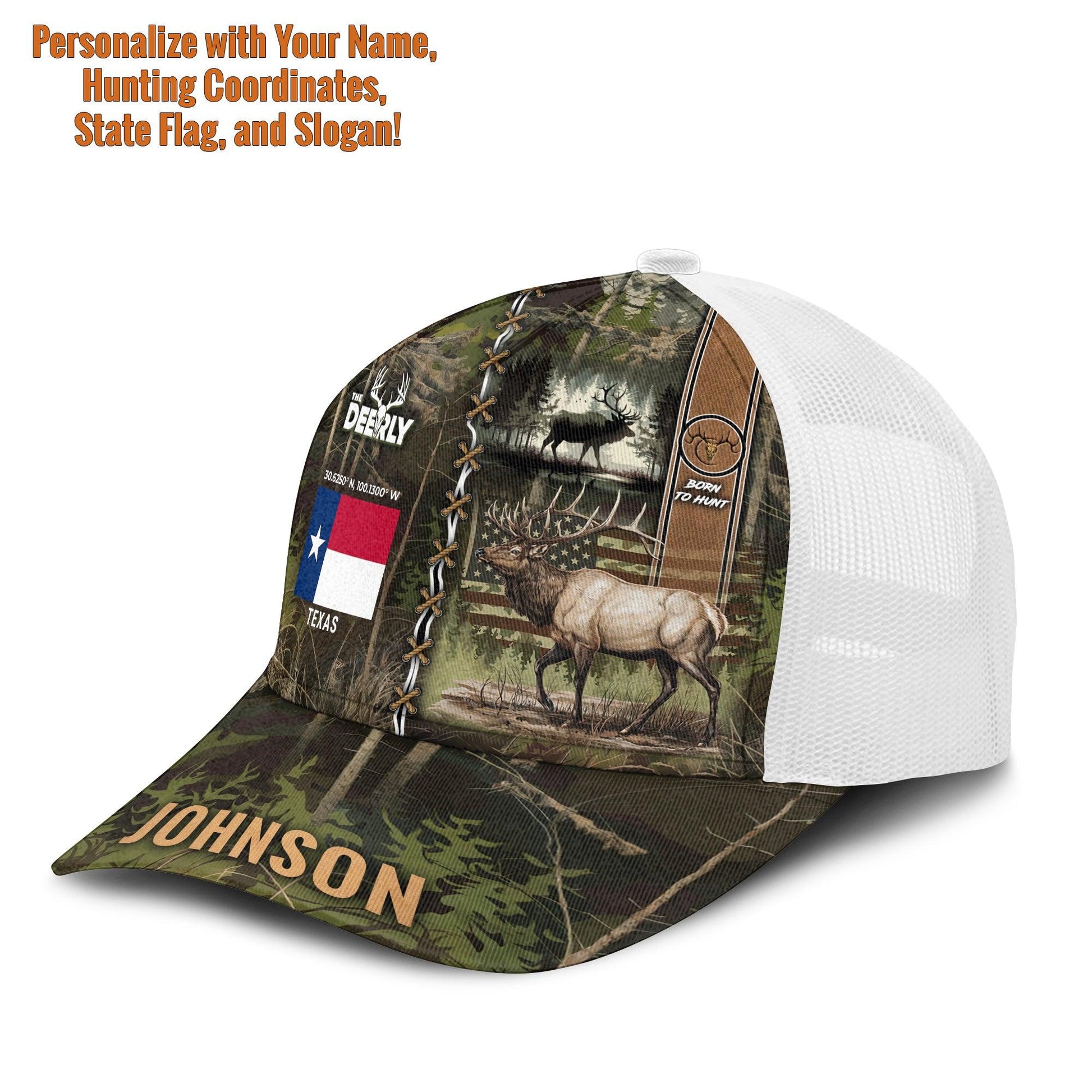 Personalized Elk Hunting American Flag Mesh Trucker Cap - The Deerly