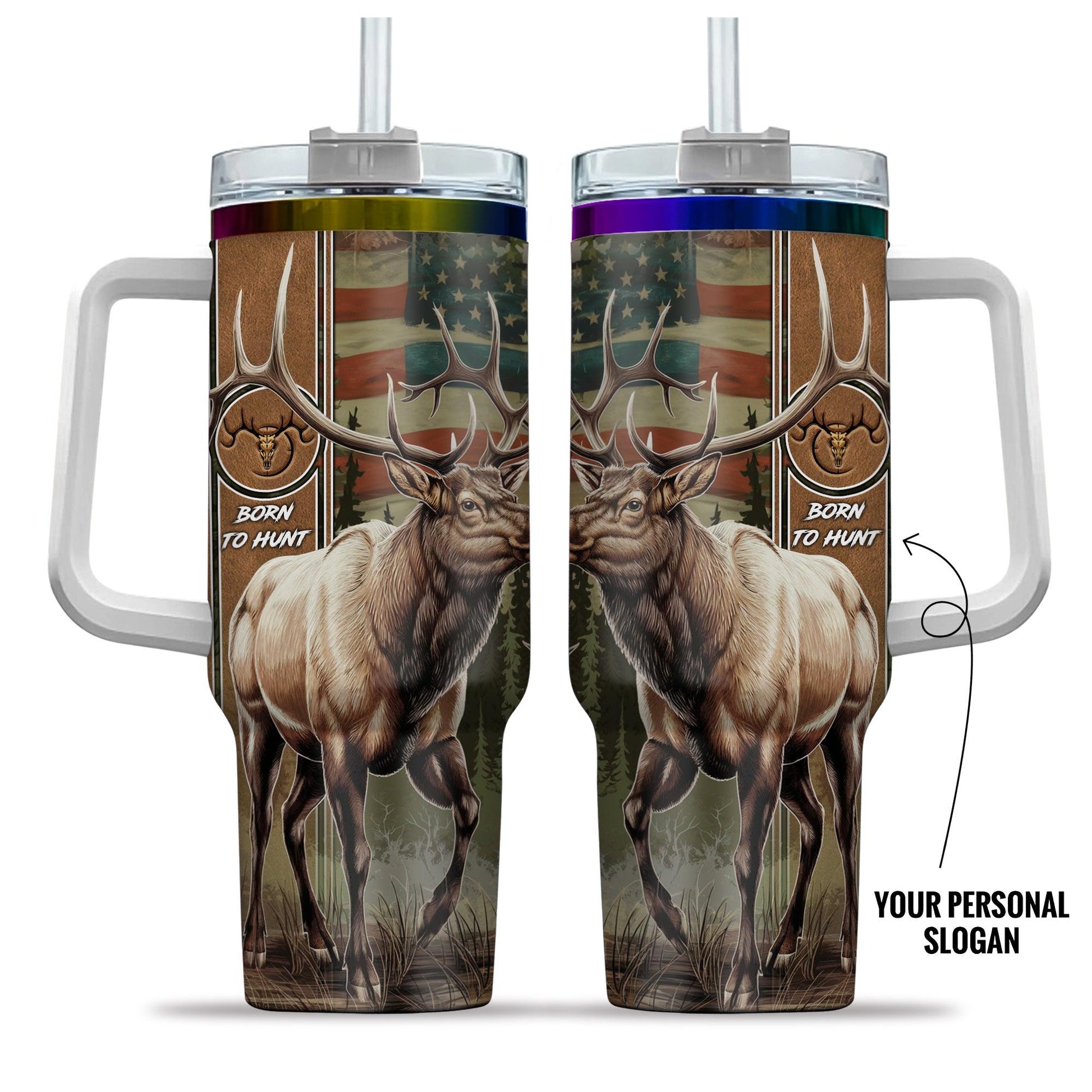 Personalized Elk Hunting Tumbler - Born to Hunt Edition (40oz) - The Deerly