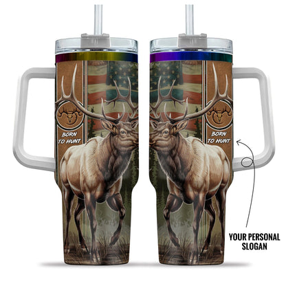 Personalized Elk Hunting Tumbler - Born to Hunt Edition (40oz) - The Deerly