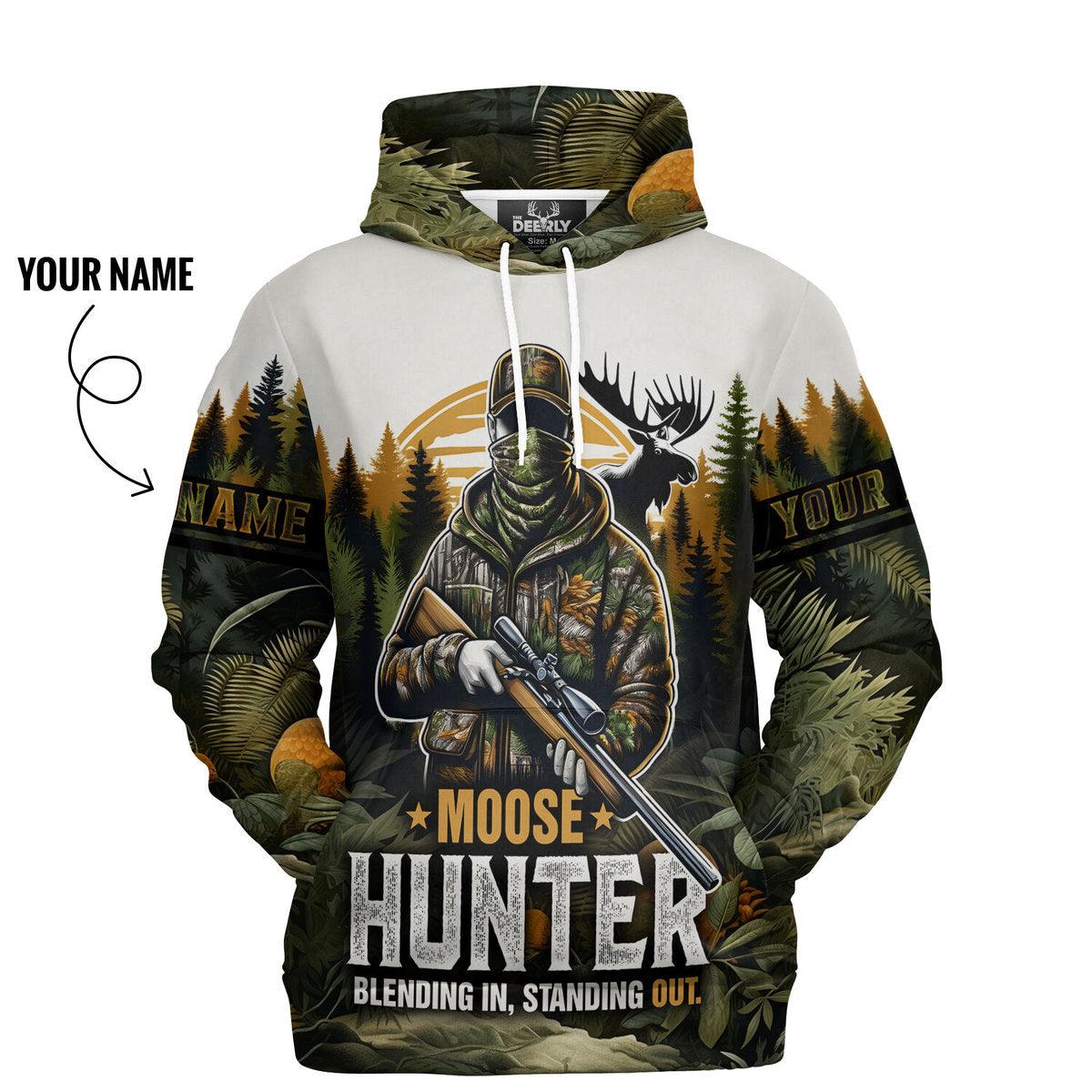 Moose Hunter Camo Hoodie Personalized - The Deerly