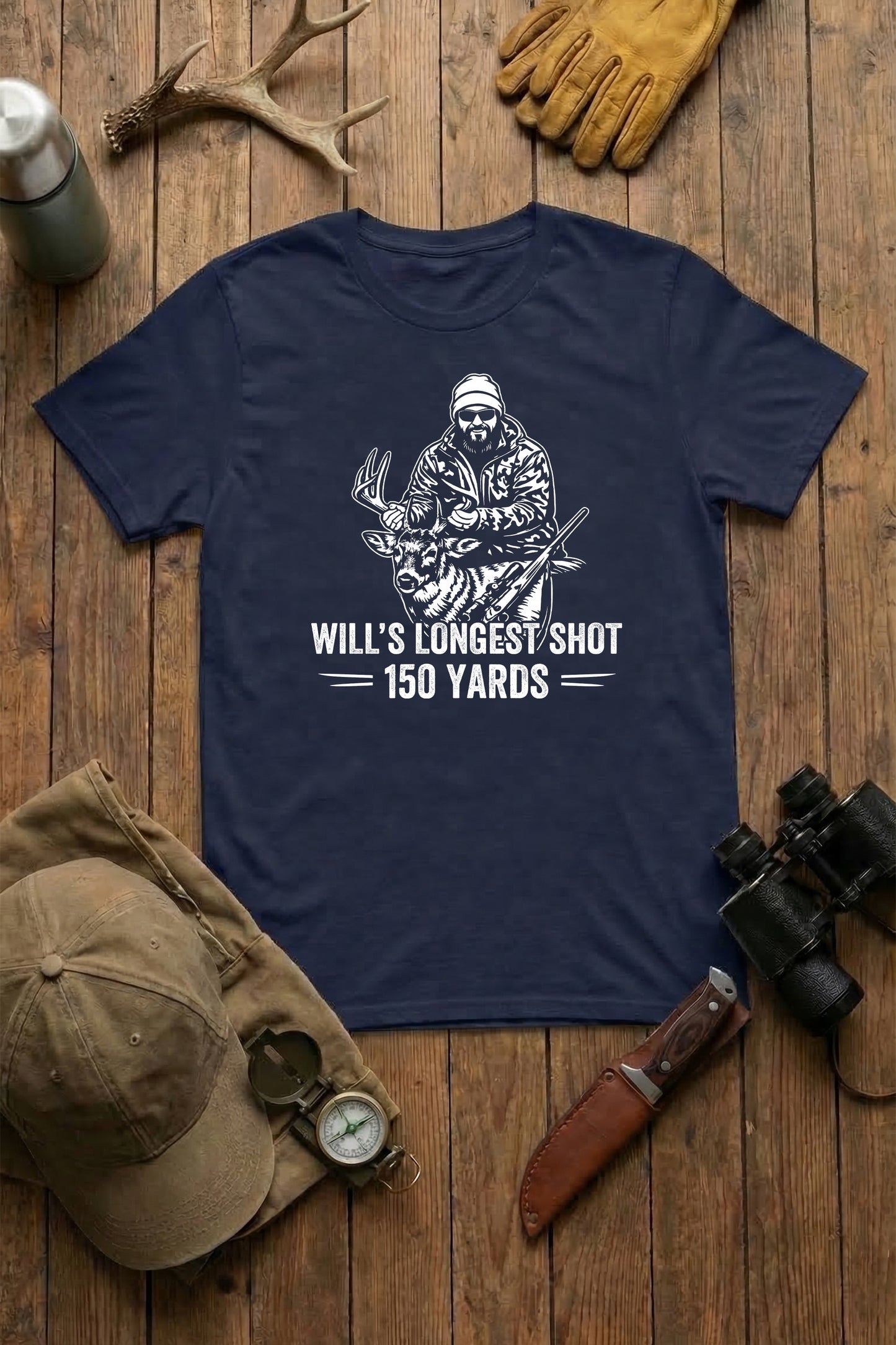 Longest Shot Hunting Tee - Custom Photo, Name & Distance