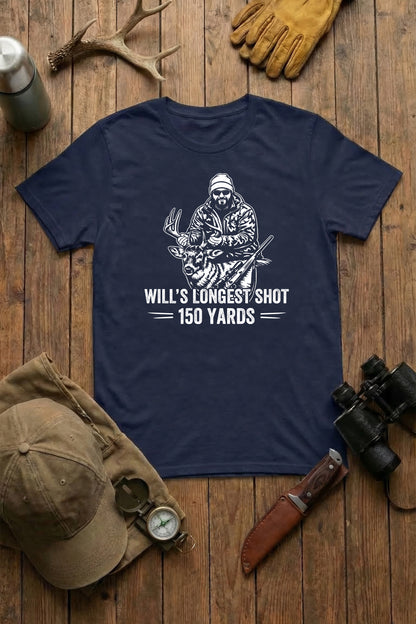 Longest Shot Hunting Tee - Custom Photo, Name & Distance