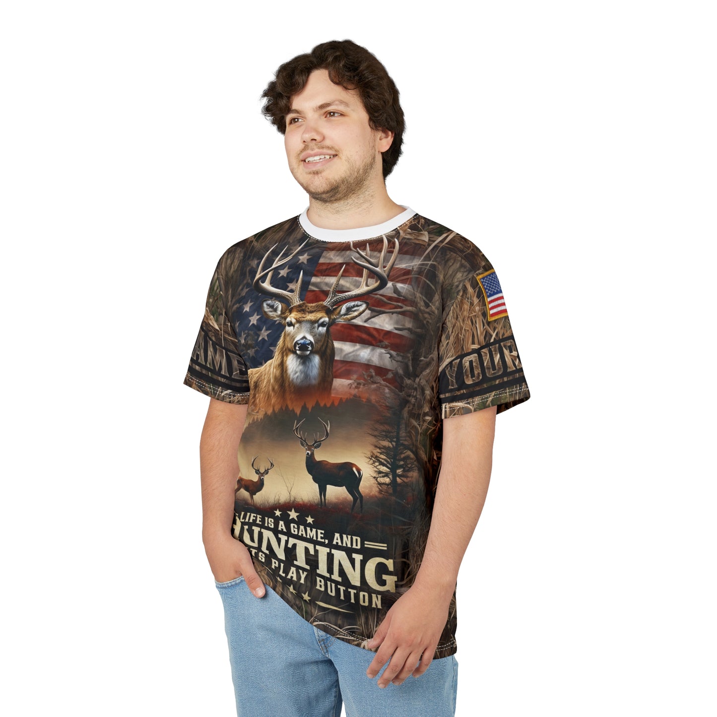 Life Is A Game Hunting Personalized Unisex Cut & Sew Tee