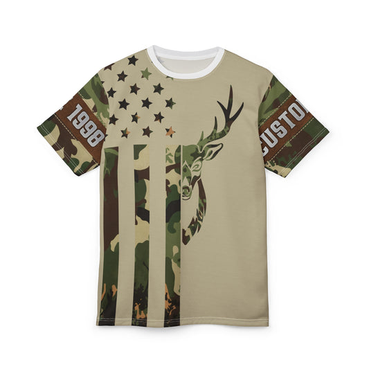 Camo Flag Buck Personalized Unisex Cut & Sew Tee