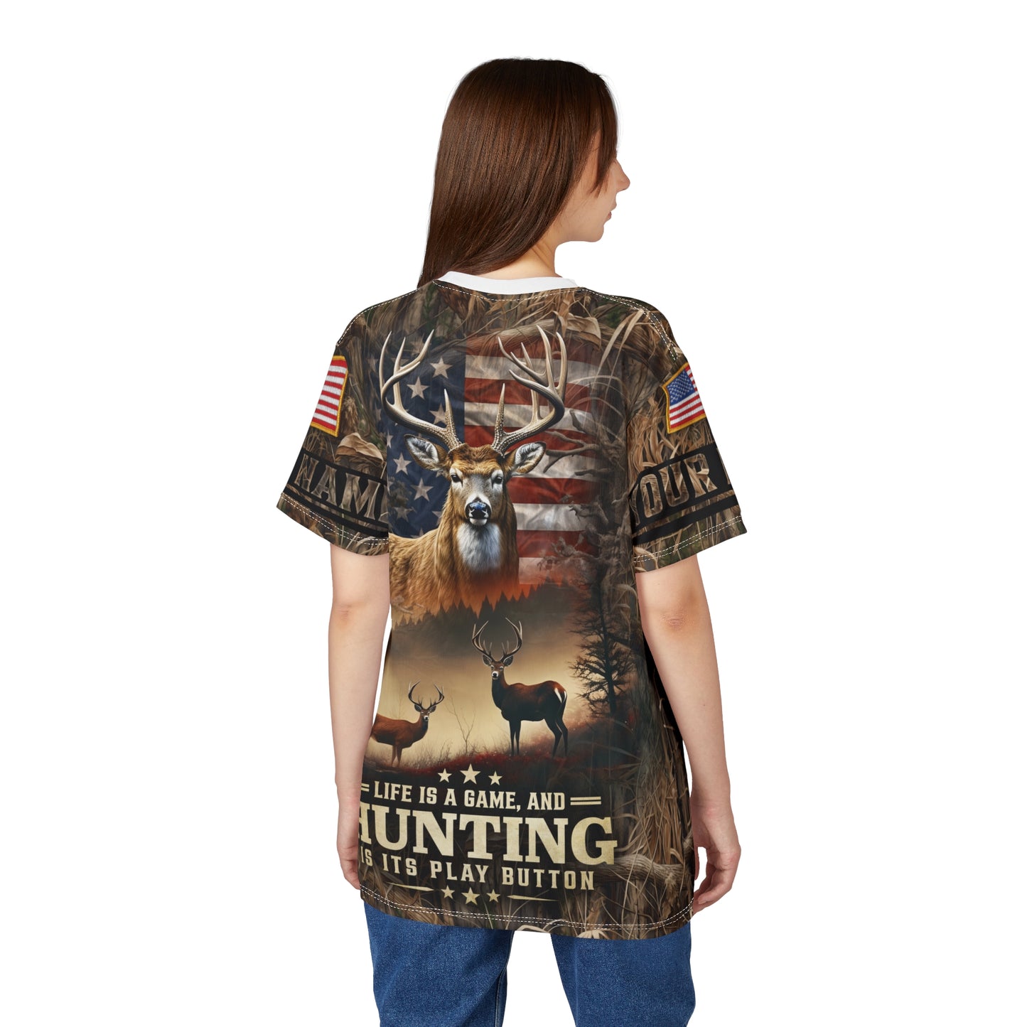 Life Is A Game Hunting Personalized Unisex Cut & Sew Tee