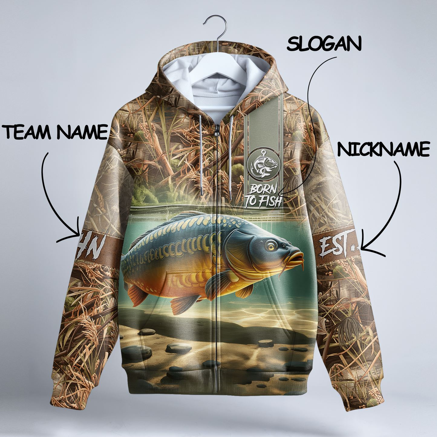Carp Legend Personalized Zip Hoodie