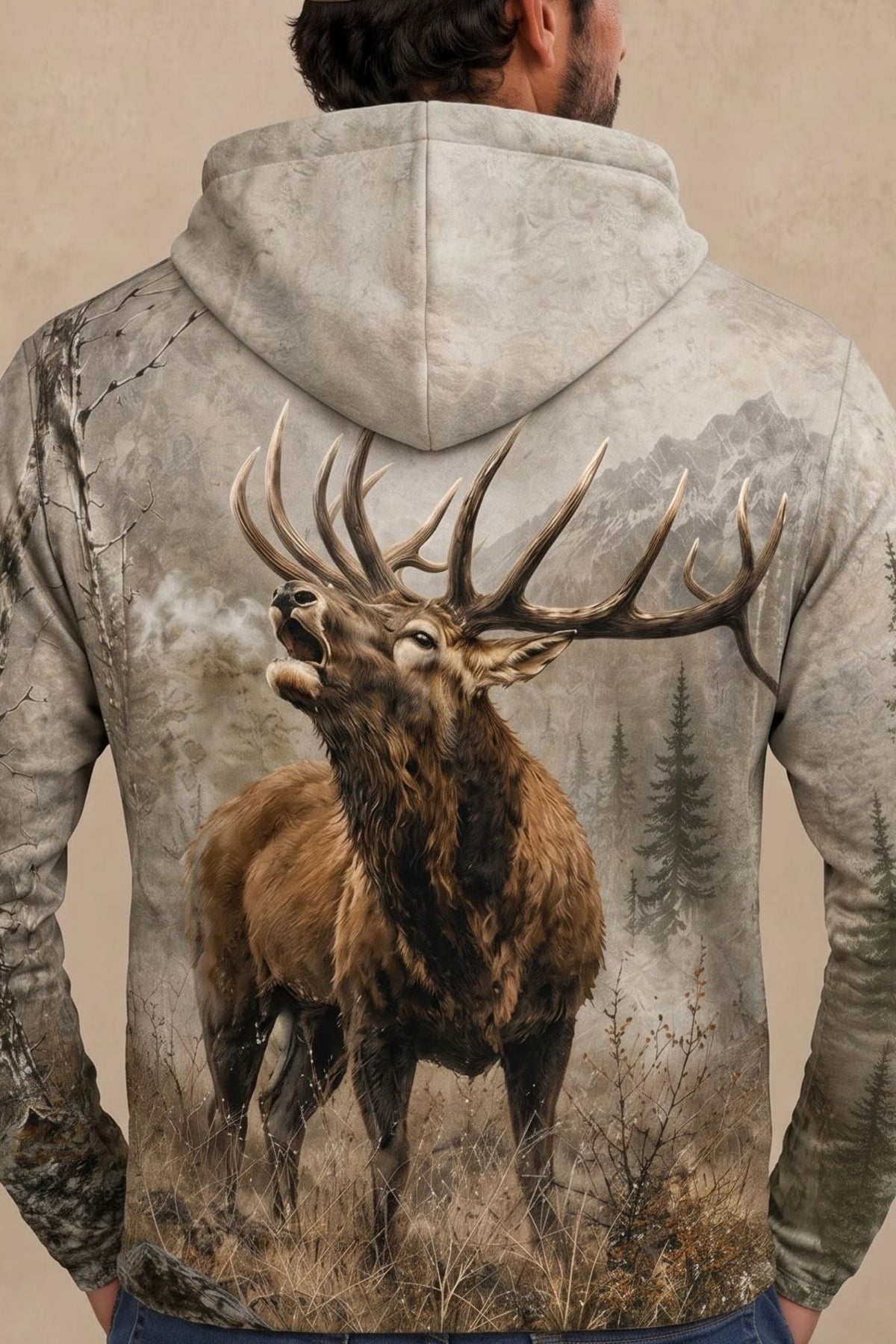 Performance Fleece-Lined Hoodie - Majestic Elk Mountain Bugle