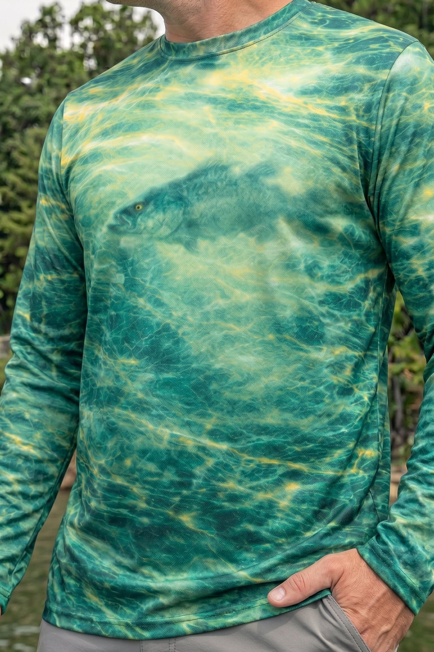 Performance Fishing Long Sleeve - Emerald Delta Bass - TBT47