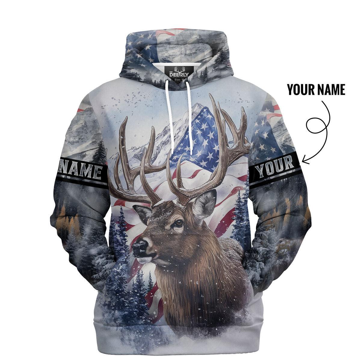 American Wilderness Deer Hunter Hoodie Personalized - The Deerly