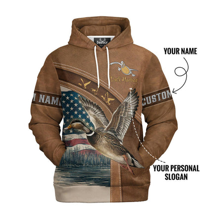 Patriotic Duck Hunting Hoodie Personalized - The Deerly