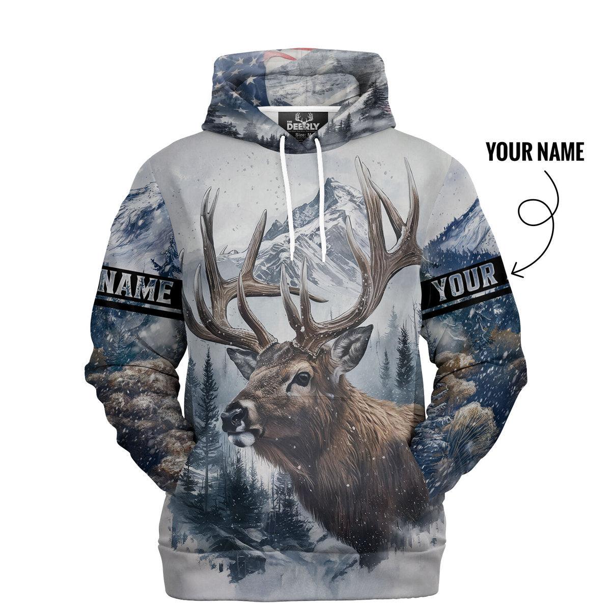 Winter Wilderness Deer Hunter Hoodie Personalized - The Deerly