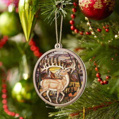 Majestic Deer Stained Glass Suncatcher Ornament