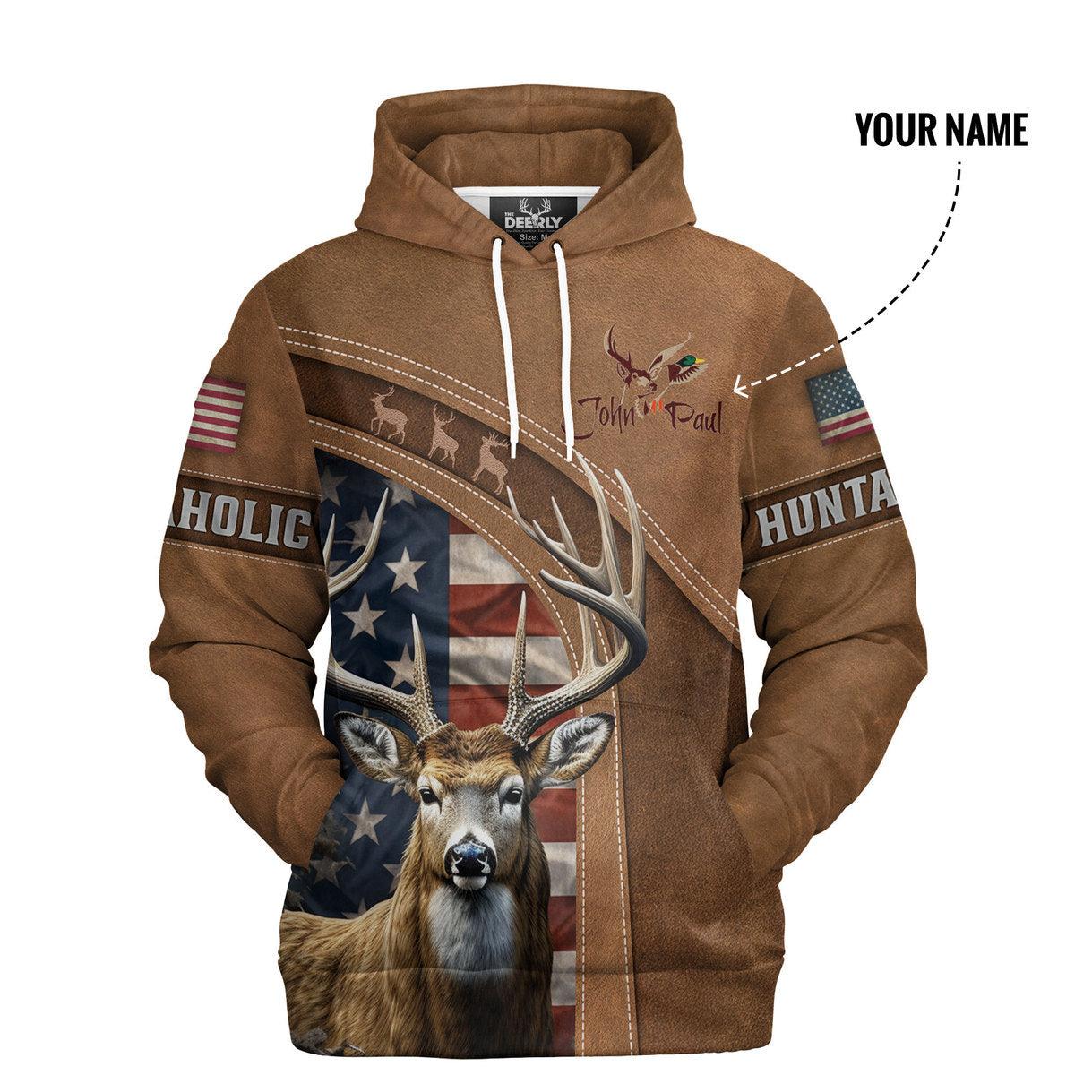 Patriotic Deer Hunter Hoodie Personalized - The Deerly