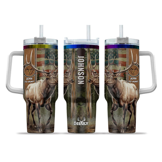 Personalized Elk Hunting Tumbler - Born to Hunt Edition (40oz) - The Deerly