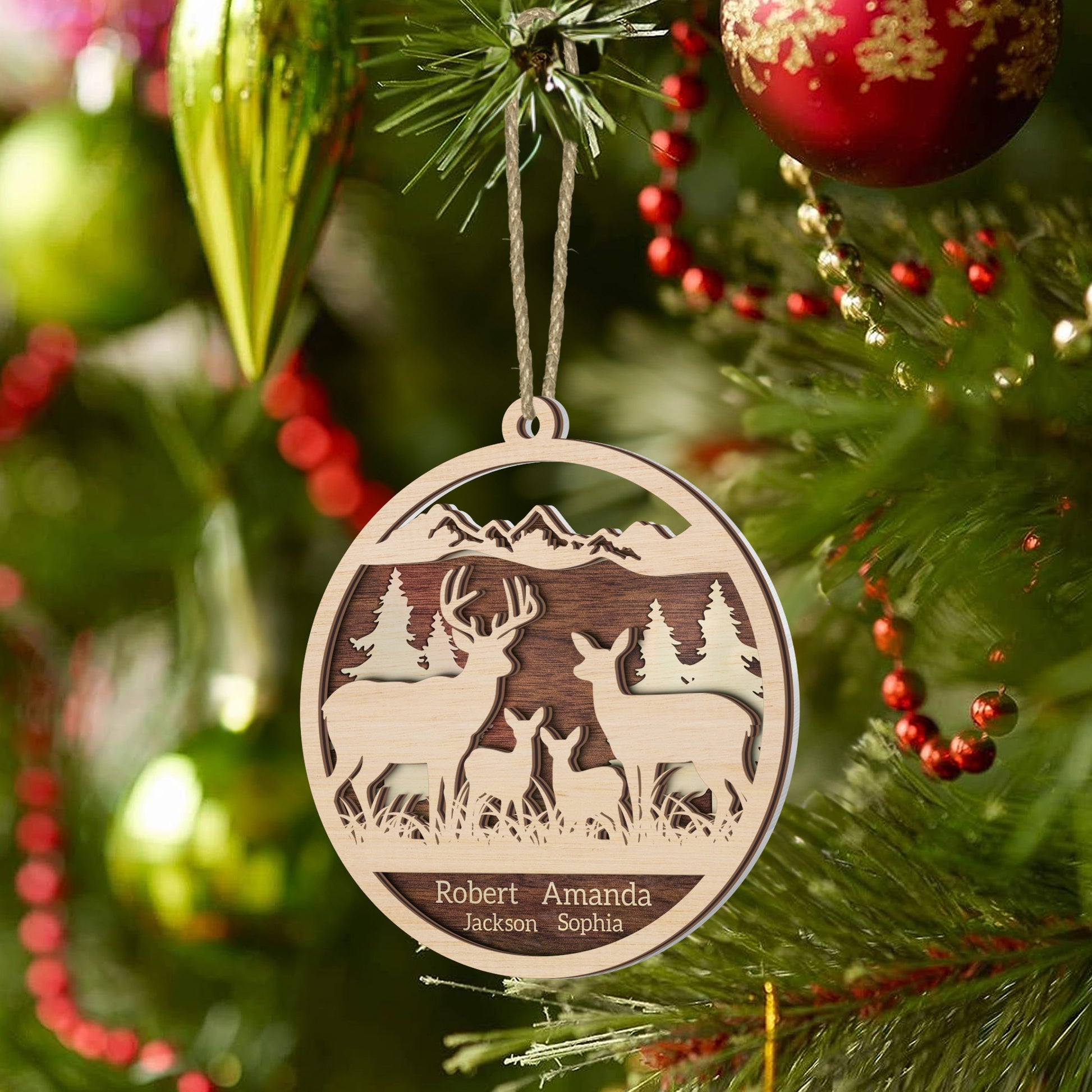 Custom Deer Family Ornament - Gift for Hunting Families - The Deerly