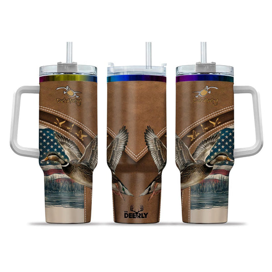 Duck Hunting Leather-Style Camo 40oz Tumbler - The Deerly