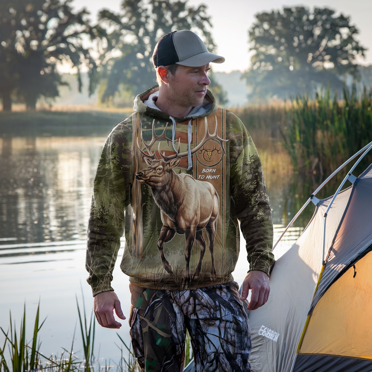 Elk Majesty Camo Hoodie - Born to Hunt - The Deerly