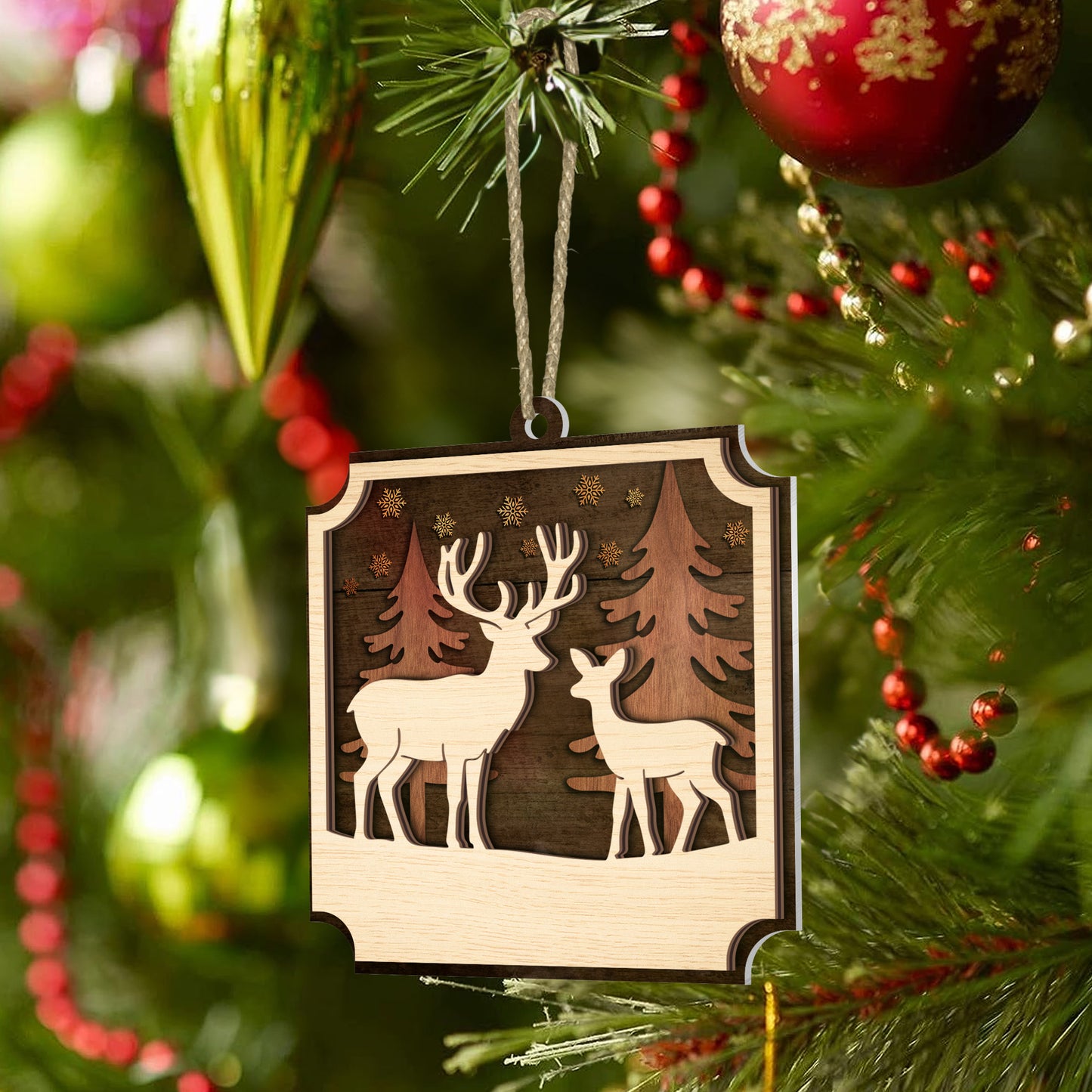 Winter Deer Hunting Scene Ornament - Gift for Hunters - The Deerly