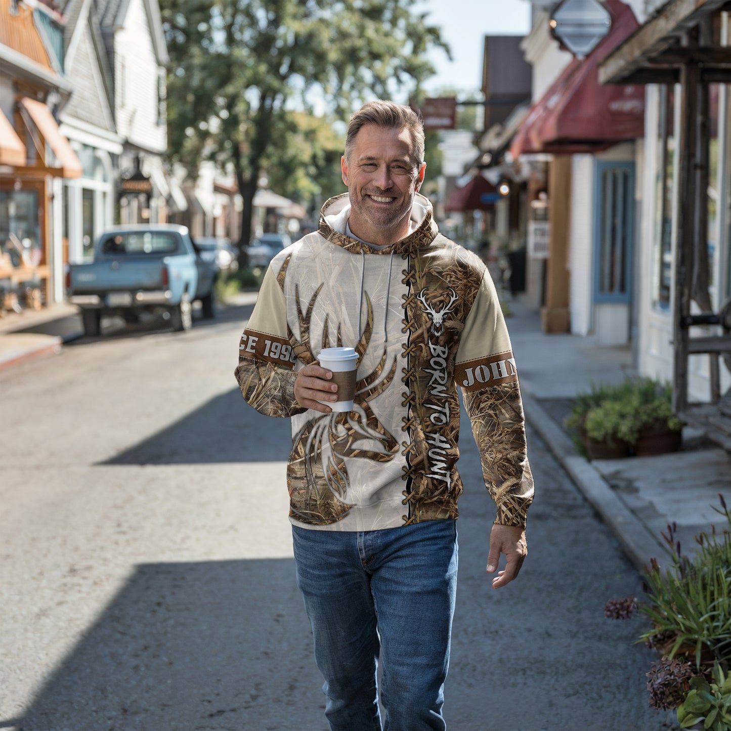 Personalized Deer Hunting Camo Hoodie - Born to Hunt