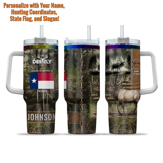 Personalized "Honey Hole" Coordinates 40oz Tumbler for Deer Hunters - The Deerly