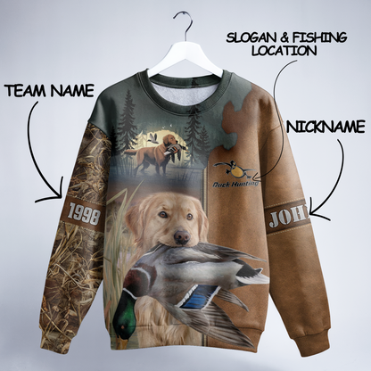 Golden Retriever Duck Hunter Sweatshirt Personalized