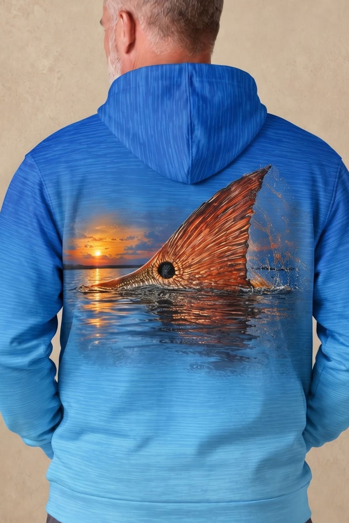 Performance Fleece-Lined Hoodie - Sunset Redfish Tailing