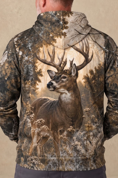 Performance Fleece-Lined Hoodie - Frost Timber Whitetail Sentinel