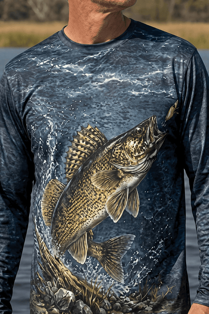 Performance Fishing Long Sleeve - Walleye Strike - Front Version