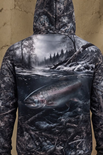 Performance Fleece-Lined Hoodie - River Steelhead Timber