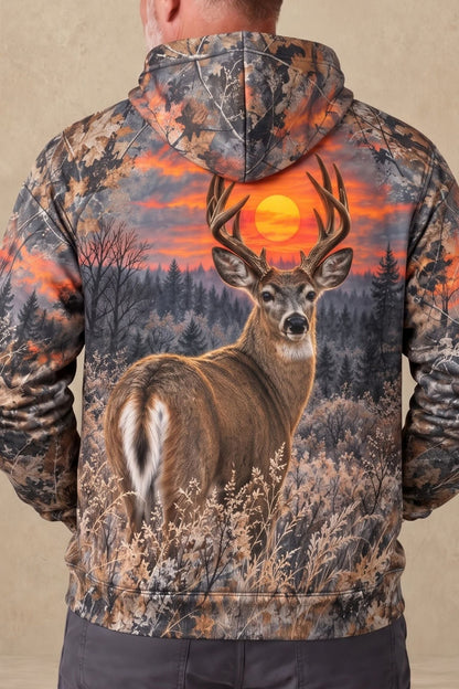 Performance Fleece-Lined Hoodie – Sunset Timber Whitetail Deer