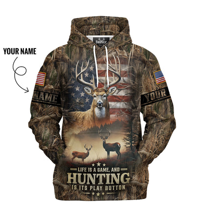 Life is a Game: Hunting Hoodie Personalized - The Deerly