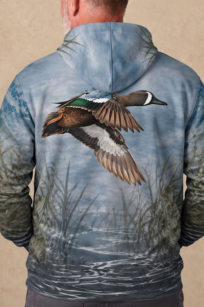 Performance Fleece-Lined Hoodie - Blue-winged Marshline Teal