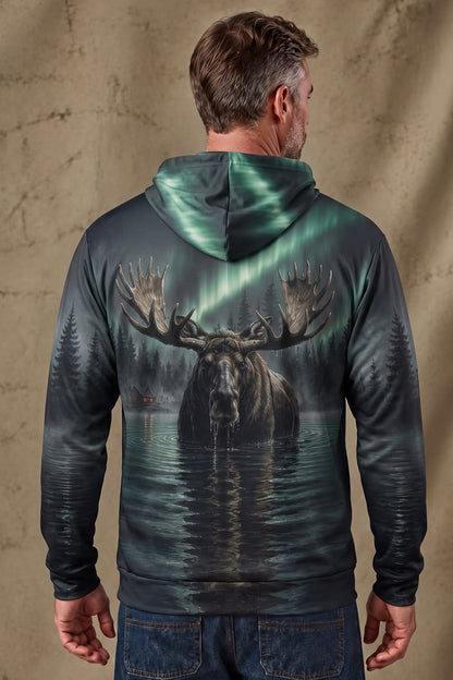 Performance Fleece-Lined Hoodie – Aurora Lake Moose Sovereign