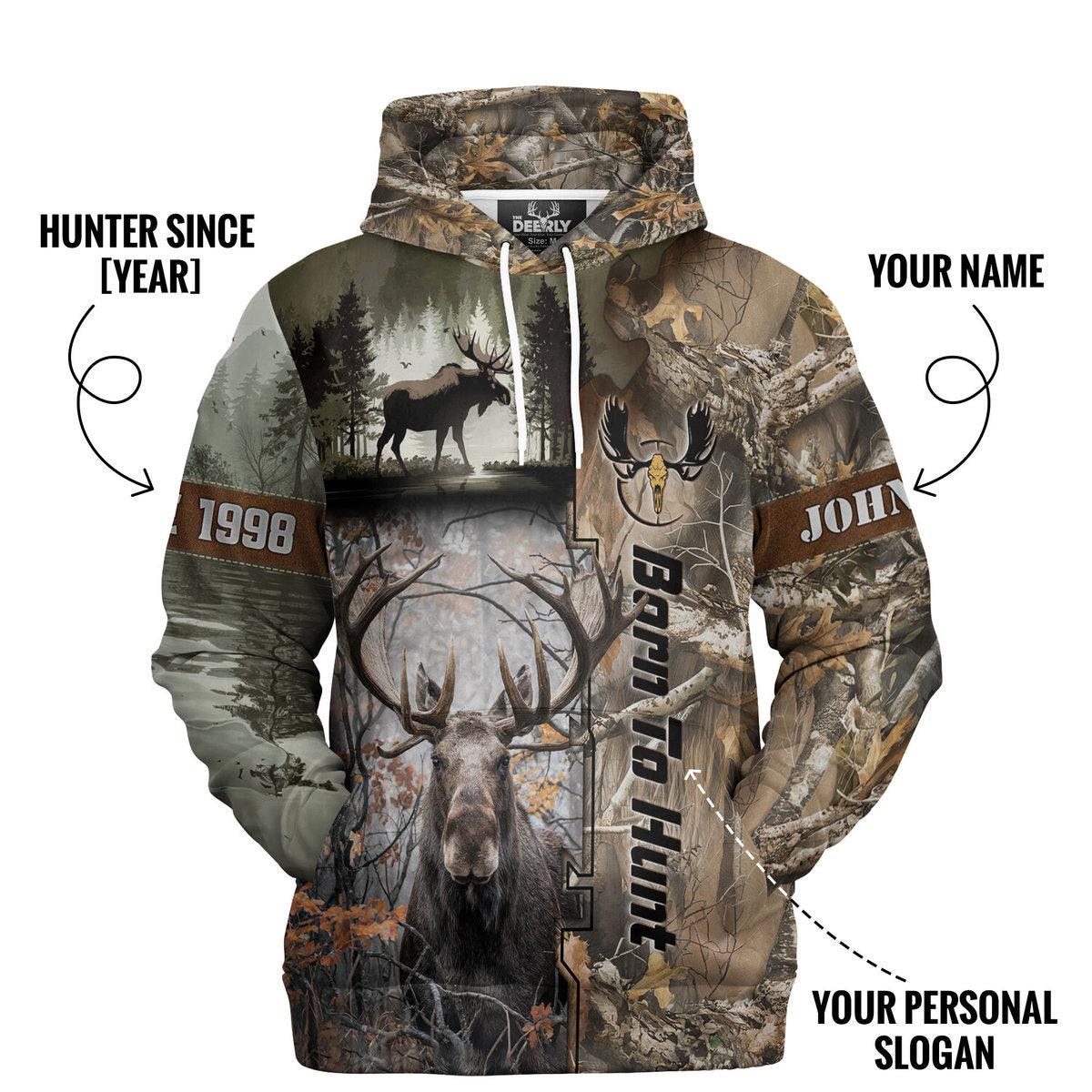 Born to Hunt: Majestic Moose Hoodie Personalized - The Deerly