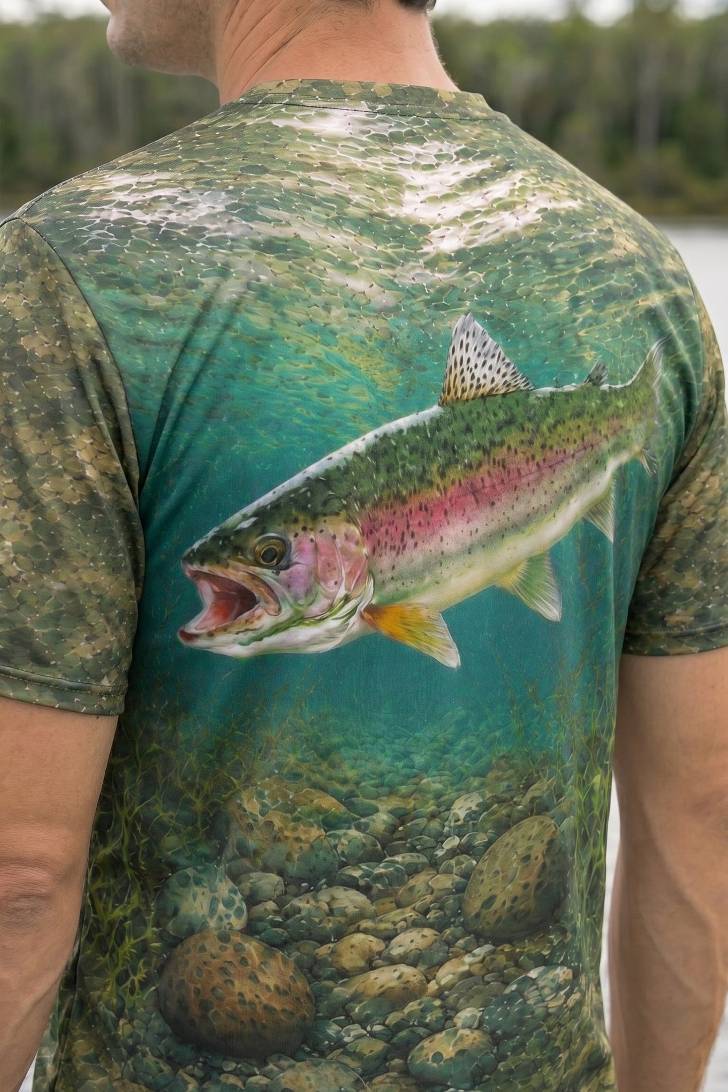 Pro Fishing Short Sleeve - Sunlit Creek Rainbow  - AOF22