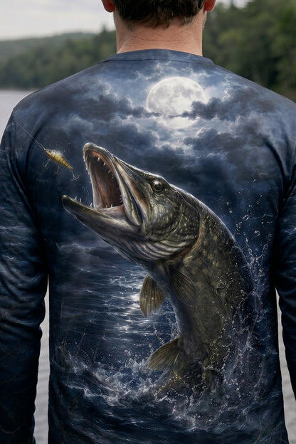 Performance Fishing Long Sleeve - Moonlit Midnight Pike - TBT130
