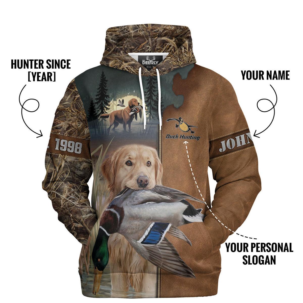 Golden Retriever Duck Hunter Hoodie Personalized - The Deerly